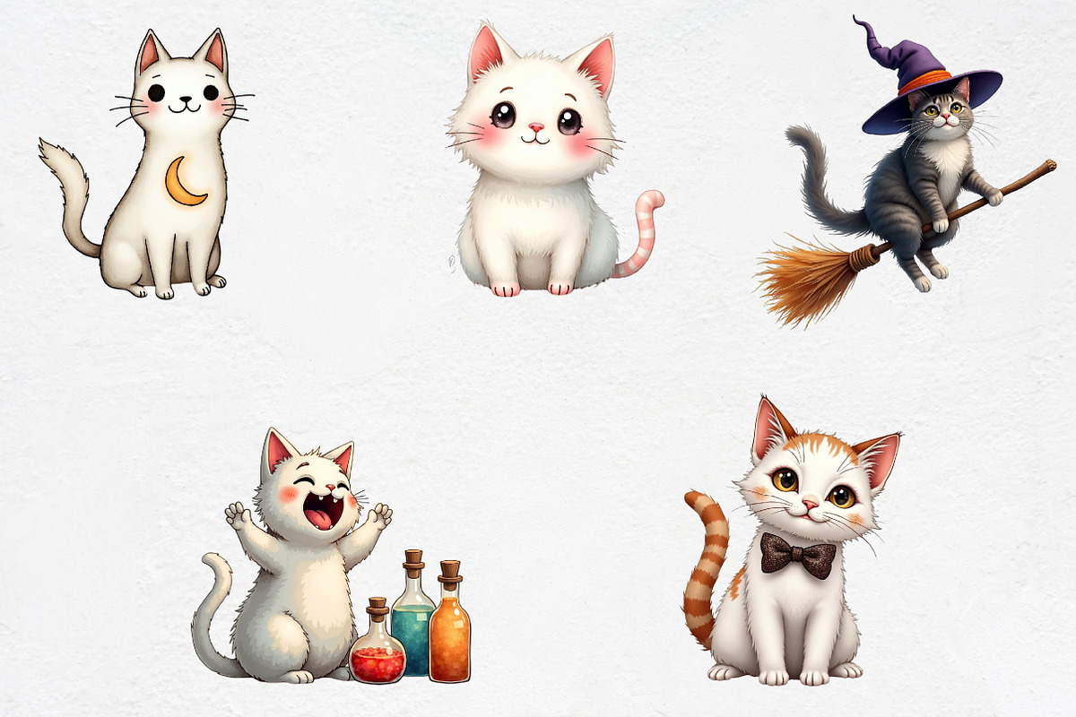 Halloween Cats Ghost Clipart, an Illustration by CrexoraLab (Photo 3 of 5)
