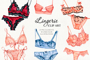 Watercolor lingerie set, an Illustration by CrystalinaShop (Thumbnail 1 of 4)