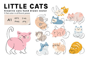 Cute cats vector set