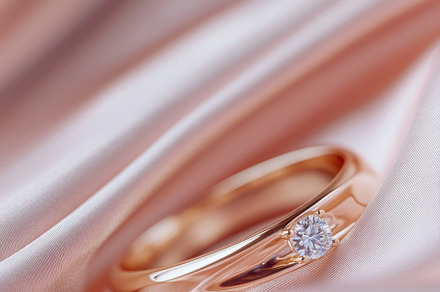 Elegant gold wedding rings on silk, a Photo by Beautiful things