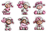 Valentine's Whimsical Lambs Clipart, an Illustration by Dream Creation (Thumbnail 5 of 7)