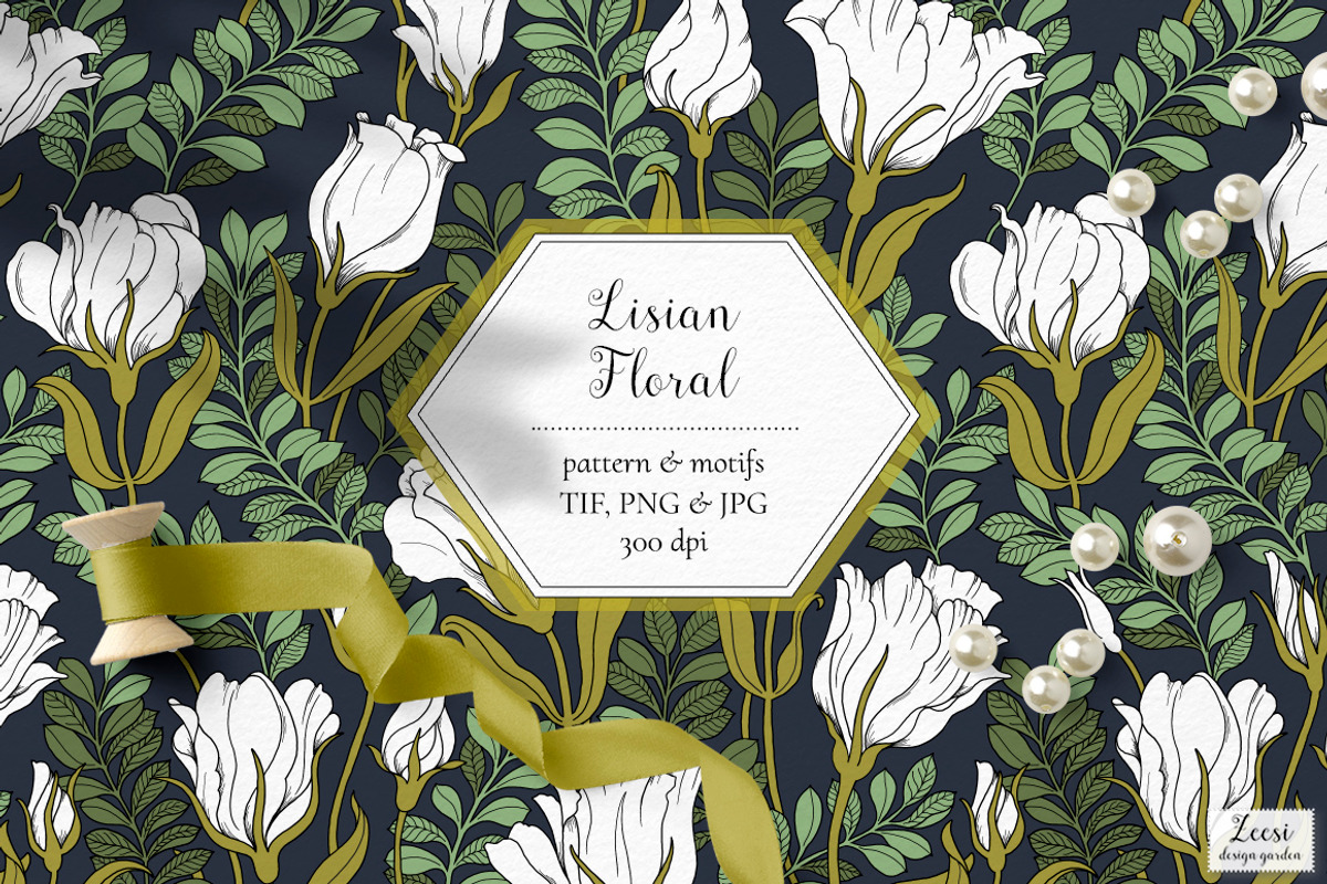 Lisian Floral Pattterns & Motifs, a Pattern Graphic by Zeesi Design Garden (Photo 1 of 11)