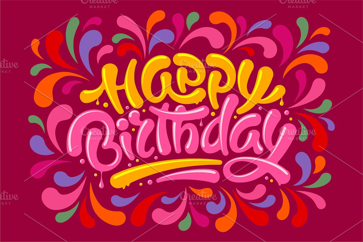 Happy Birthday Lettering Design, a Decorative Illustration by Vector beauty (Photo 1 of 3)