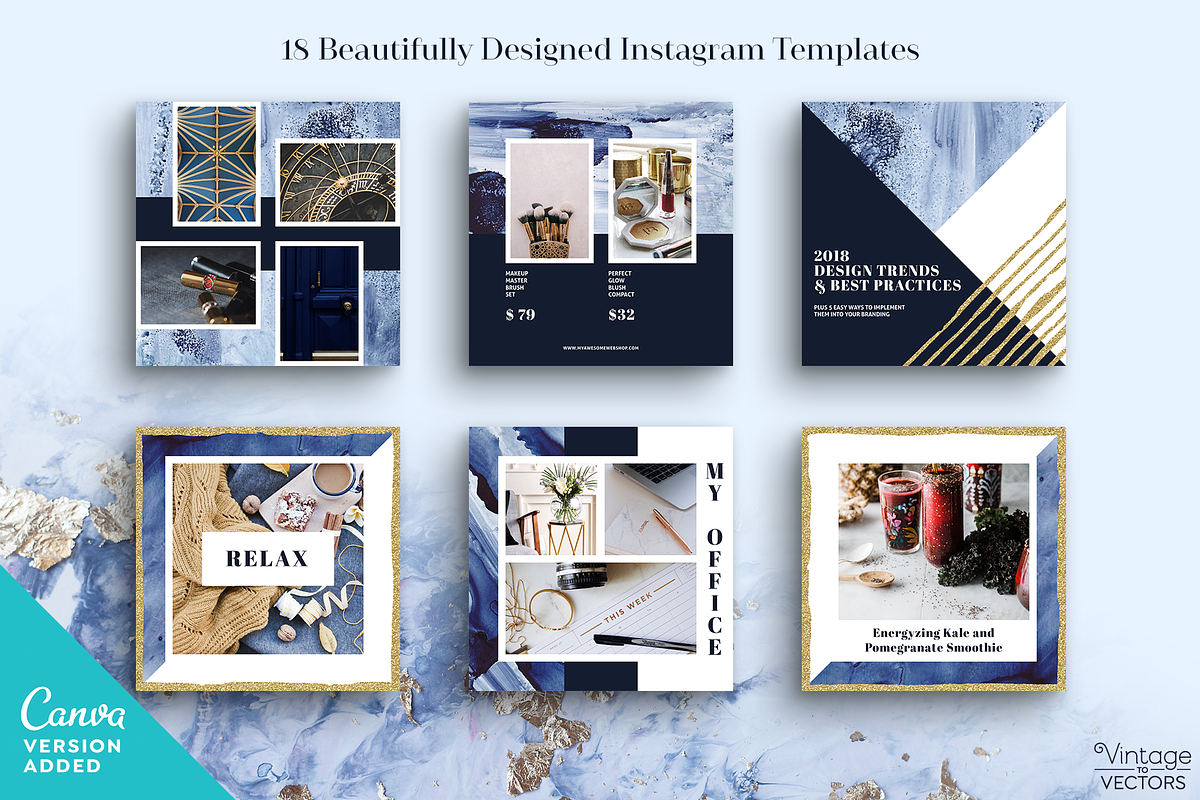 INDIGO Instagram Template Set, a Social Media Template by Vintage To Vectors (Photo 4 of 5)