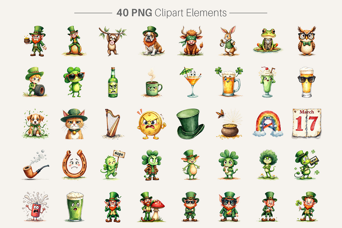 Retro Sarcastic St Patricks PNGs, an Illustration by Artnoy (Photo 2 of 8)