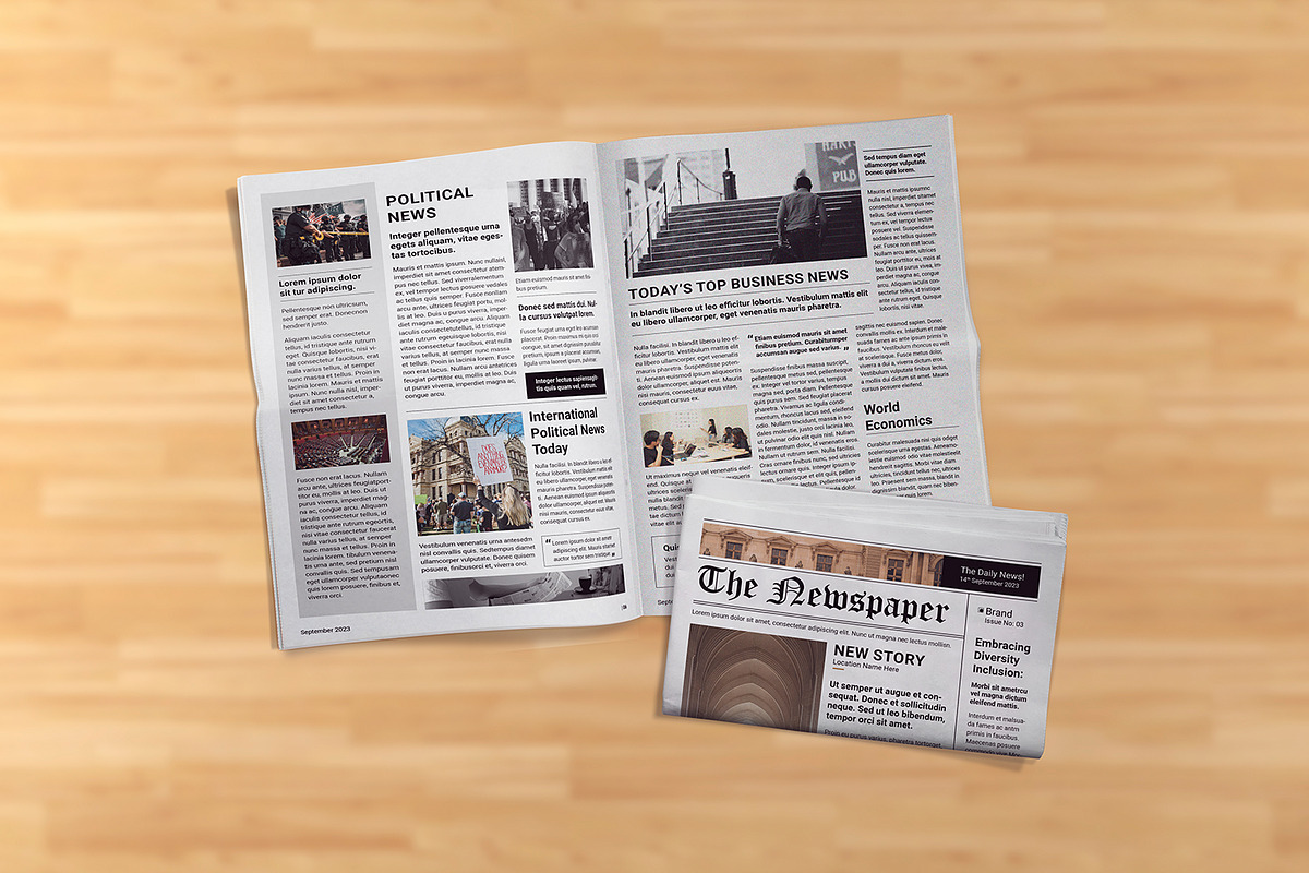 8 Page Newspaper Template, a Stationery Template by retrographix (Photo 3 of 7)