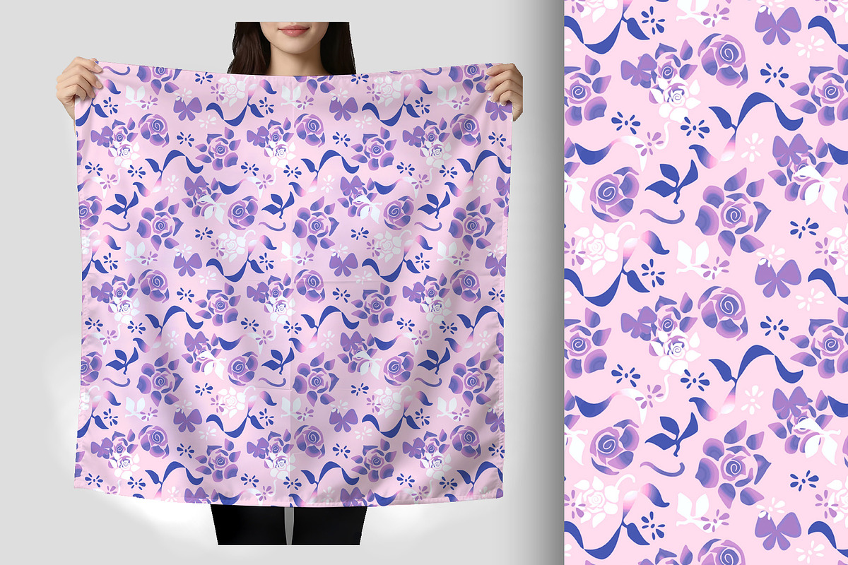 Wild Rose and Ribbon Seamless, a Pattern Graphic by Sharon Schwalbe (Photo 4 of 7)