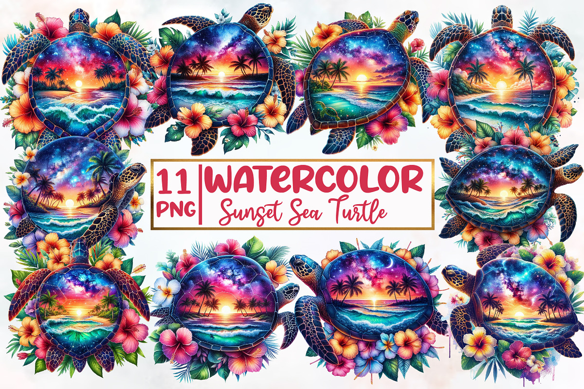 Sunset Sea Turtle Sublimation, an Illustration by Designworld (Photo 1 of 4)