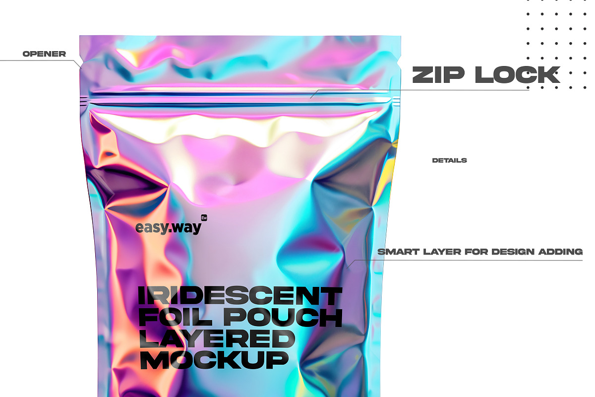 Holographic Foil Pouch PSD Mockup, a Product Mockup by easy.way (Photo 2 of 5)