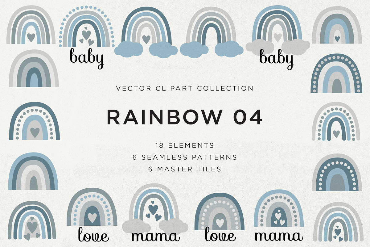 Rainbow Elements & Patterns Bundle, a Decorative Illustration by Olga Begak Art & Design (Photo 11 of 17)