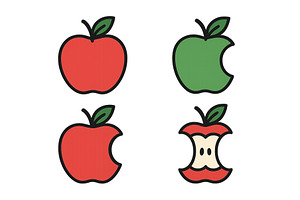 Four illustrated apples showcasing, a Food Illustration by ZinetroN