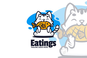 Eating Cat Mascot Logo Design., a Branding & Logo Template by VectorCraft