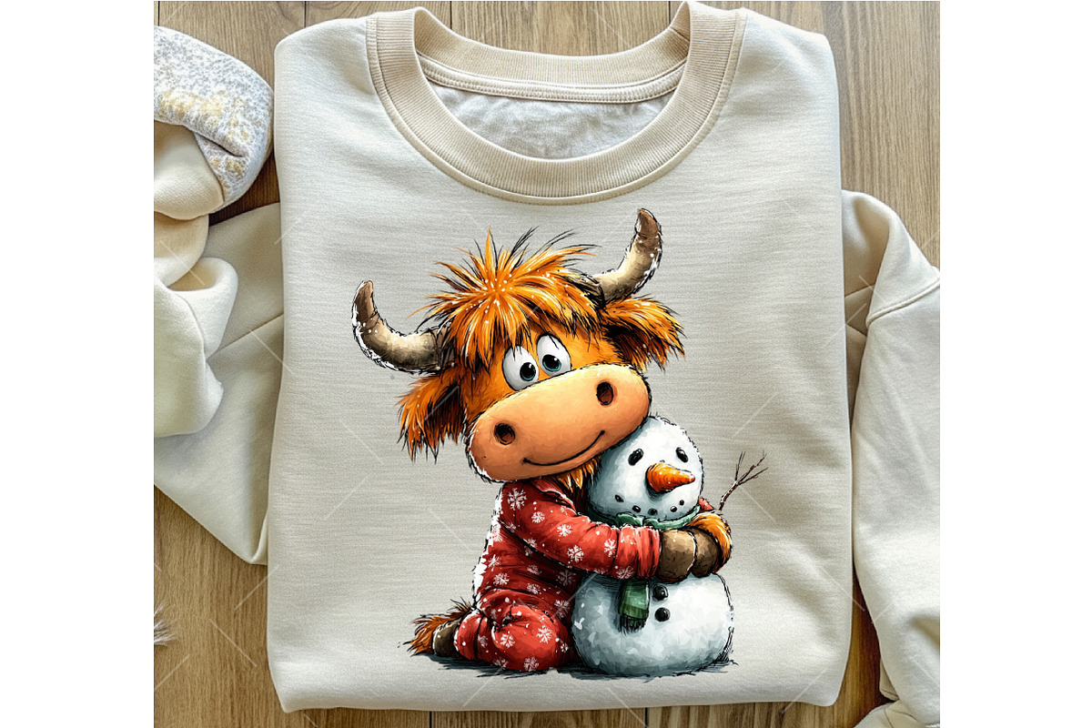 Quirky Christmas Highland Cow Clipar, an Illustration by OK Design (Photo 6 of 6)