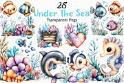 Under the Sea Watercolor Clipart PNG, an Illustration by Craft Nest (Thumbnail 1 of 12)