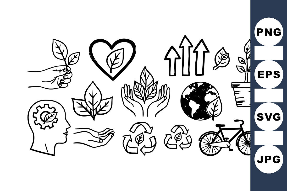 Eco Friendly Line Art Icons Set, an Illustration by designvectx (Photo 1 of 3)