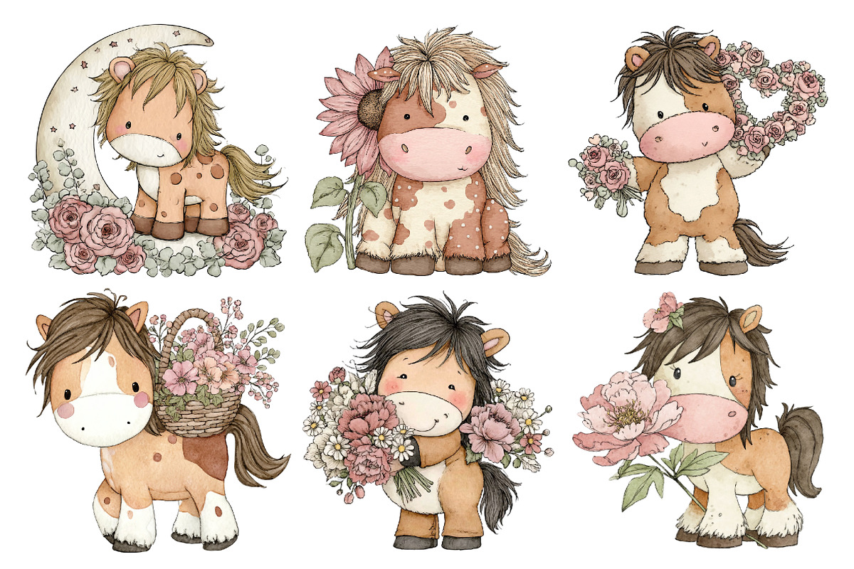 Cute Pony Horse Clipart, an Animal Illustration by Creative Art (Photo 3 of 7)