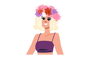 Smiling blonde woman wearing flower, a Person Illustration by pikepicture