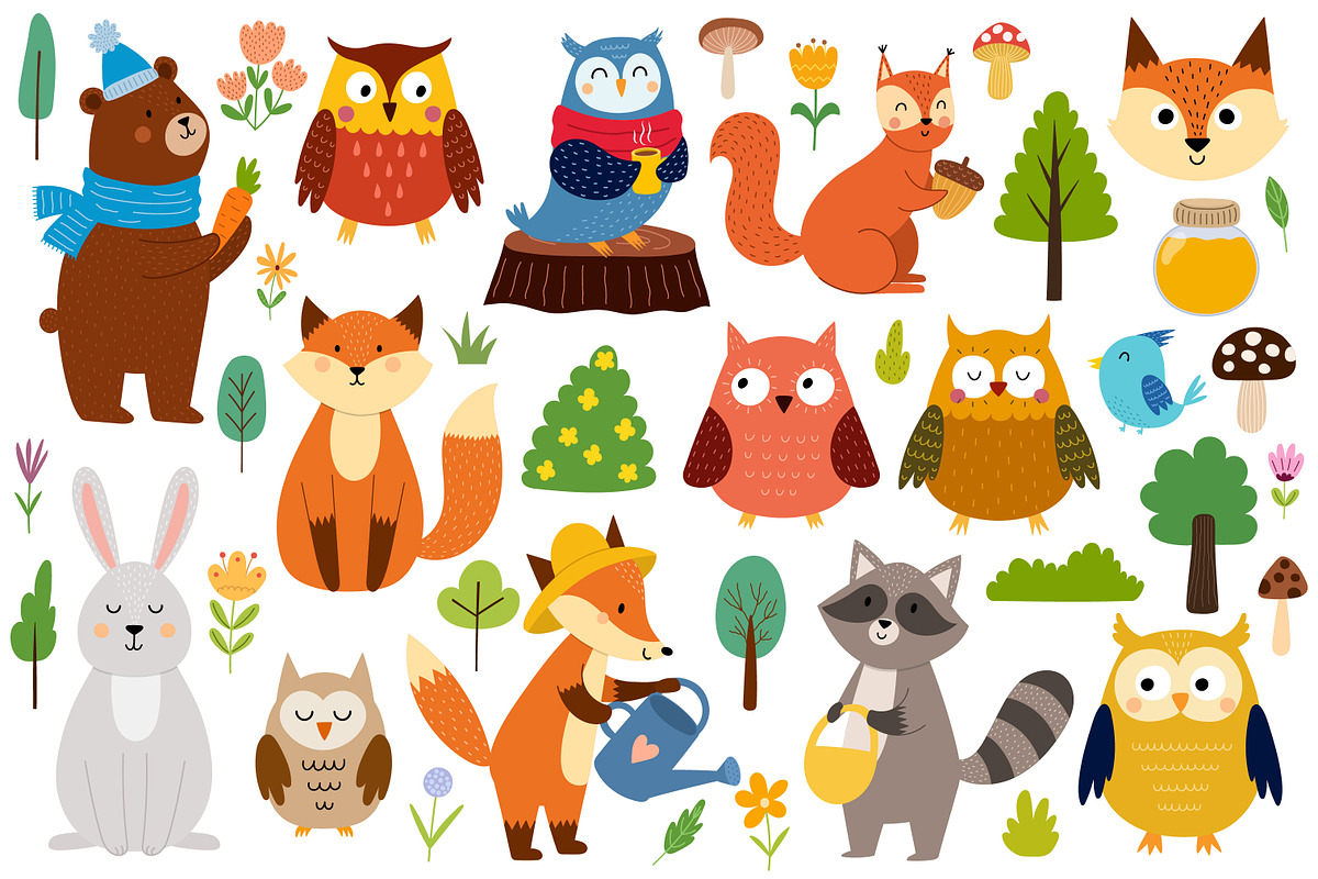 Cute Forest Animals Big Collection, an Animal Illustration by Gulnara Sabirova (Photo 8 of 16)