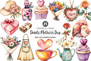 Watercolor Doodle Mother's Day PNG, an Illustration by SinaCreation (Thumbnail 1 of 5)