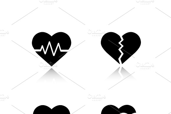 Heart Shapes Icons. Vector