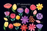 Colorful watercolor flowers clipart, a Decorative Illustration by AnastasiaWatercolor (Thumbnail 3 of 7)