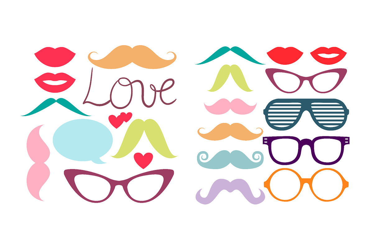 Mustaches and others items for party preview 5