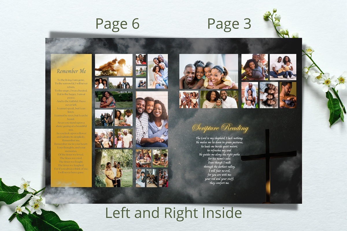 Black and Gold Funeral Program, a Brochure Template by Feel Inspired Digitals (Photo 6 of 6)