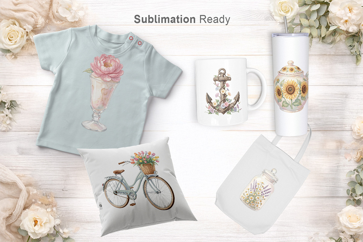 Vintage Floral Summer PNG, a Decorative Illustration by Artnoy (Photo 6 of 18)