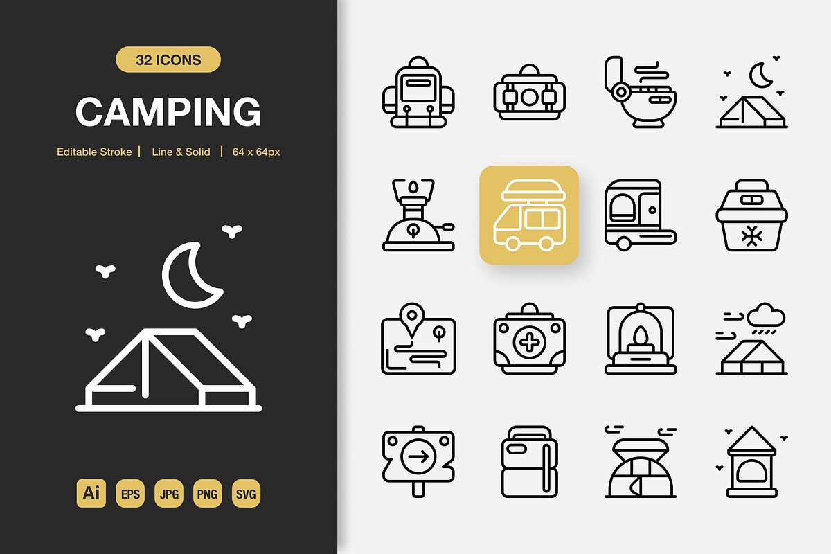 Camping Icons, an Icon by Spacepixel Creative (Photo 1 of 3)