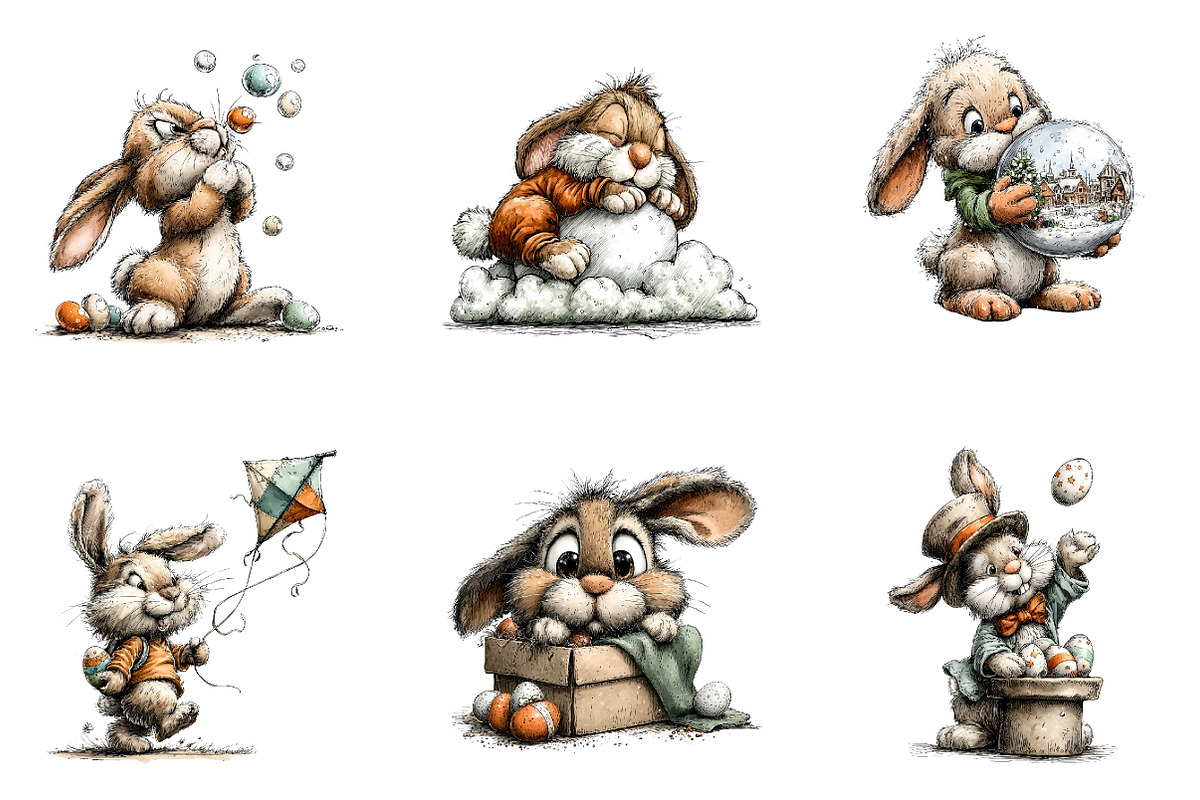 Whimsical Bunny Easter Clipart, an Illustration by CreationArt (Photo 4 of 5)