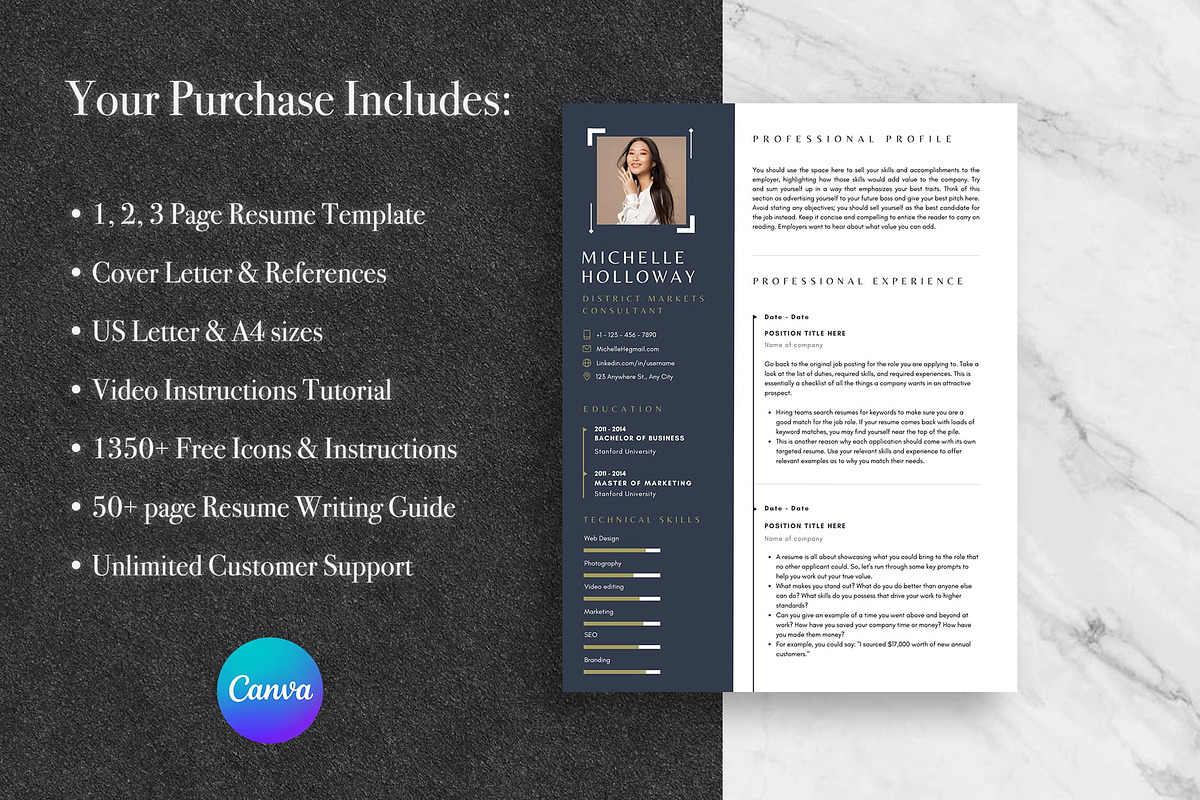 Modern Resume Template Pack | Canva, a Resume Template by Lux Resume (Photo 8 of 9)