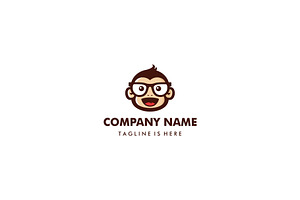 Monkey Chimp Geek Smart Logo Mascot