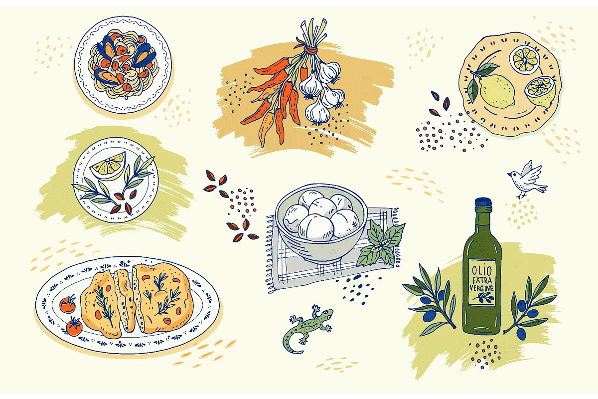 Hand drawn italian food set with, a Food Illustration by Zimages (Photo 1 of 3)
