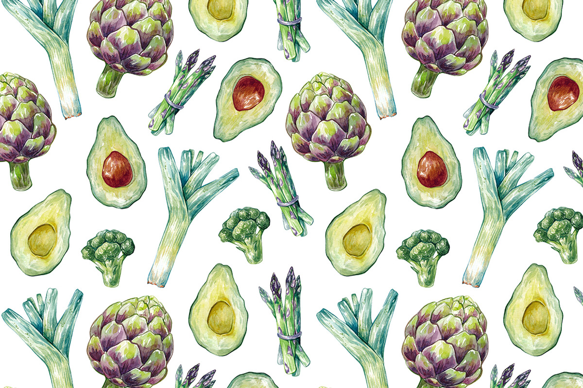 Green Vegetables. Watercolor Bundle, an Illustration by Olga Olmix (Photo 6 of 10)