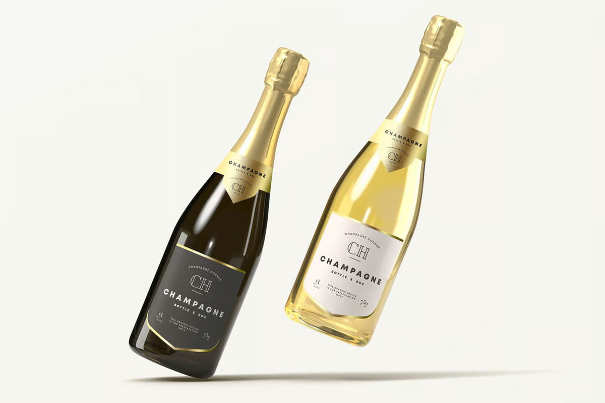 Champagne Bottle Mock-up, a Product Mockup by zippypixelstudio (Photo 4 of 16)