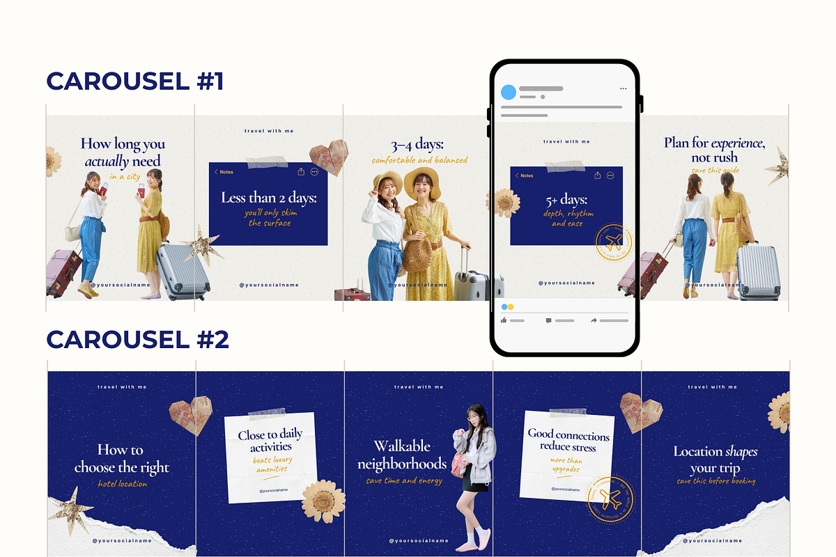 Scrapbook Travel Seamless Carousels, a Social Media Template by Anna Design Studio (Photo 4 of 11)