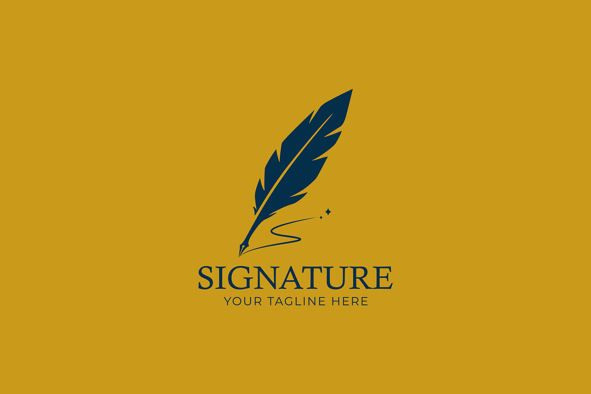 Elegant Golden Feather Pen Logo, a Branding & Logo Template by Signatoro (Photo 3 of 3)