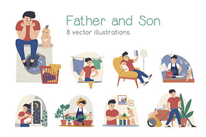 Father and son together set, a Person Illustration by Good Studio
