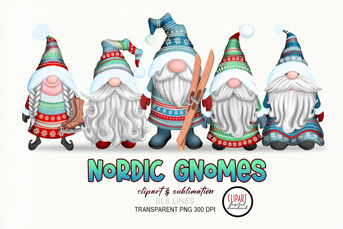 Christmas Gnome Clipart Bundle PNG, an Illustration by SLS Lines (Photo 5 of 7)
