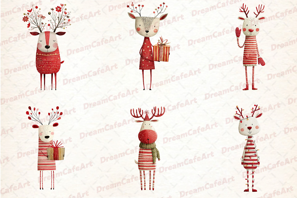 Reindeer Funny Christmas Clipart, an Illustration by DreamCafeArt (Photo 5 of 8)