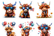 Patriotic Highland Cow Clipart, an Animal Illustration by Design Scotch (Thumbnail 4 of 7)