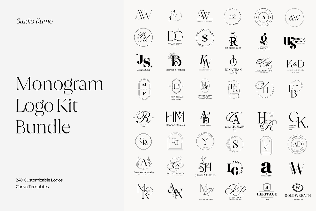 Monogram Logo Kit Bundle, a Branding & Logo Template by Studio Kumo (Photo 1 of 14)