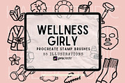 Wellness Girly Procreate Stamp Brush, a Brush Add-On by HalieKStudio (Thumbnail 1 of 10)
