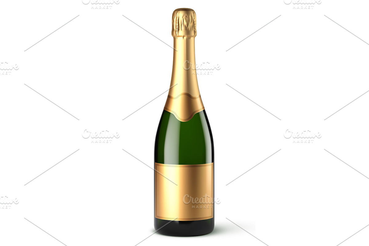 Vector realistic champagne bottle, an Object Graphic by He2