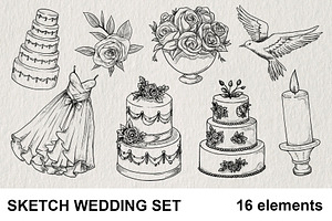 Wedding Sketch Set PNG