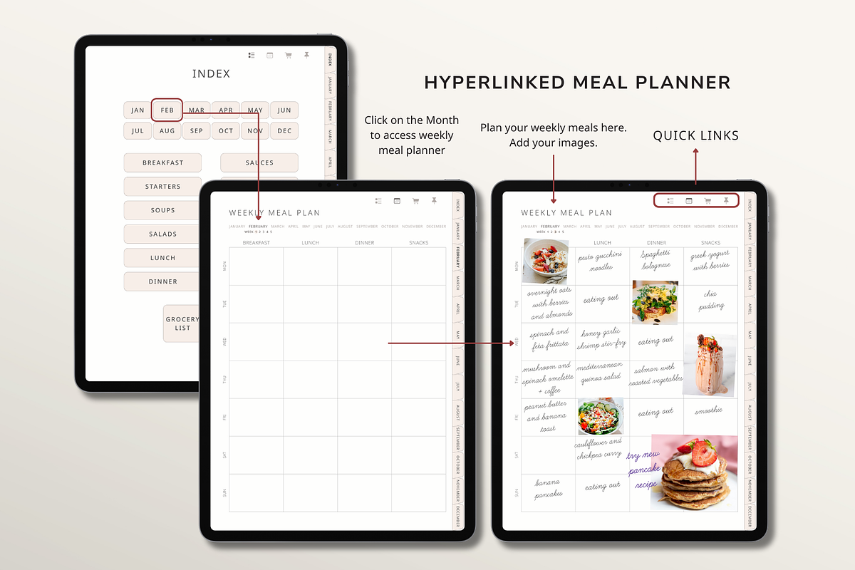 Digital Meal Planner for GoodNotes, a Templates & Theme by OrganizationOasisRo (Photo 4 of 10)