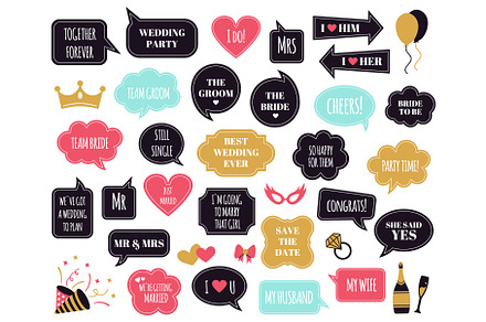 Wedding photobooth props. Bride and, a Background Graphic by winwin.art