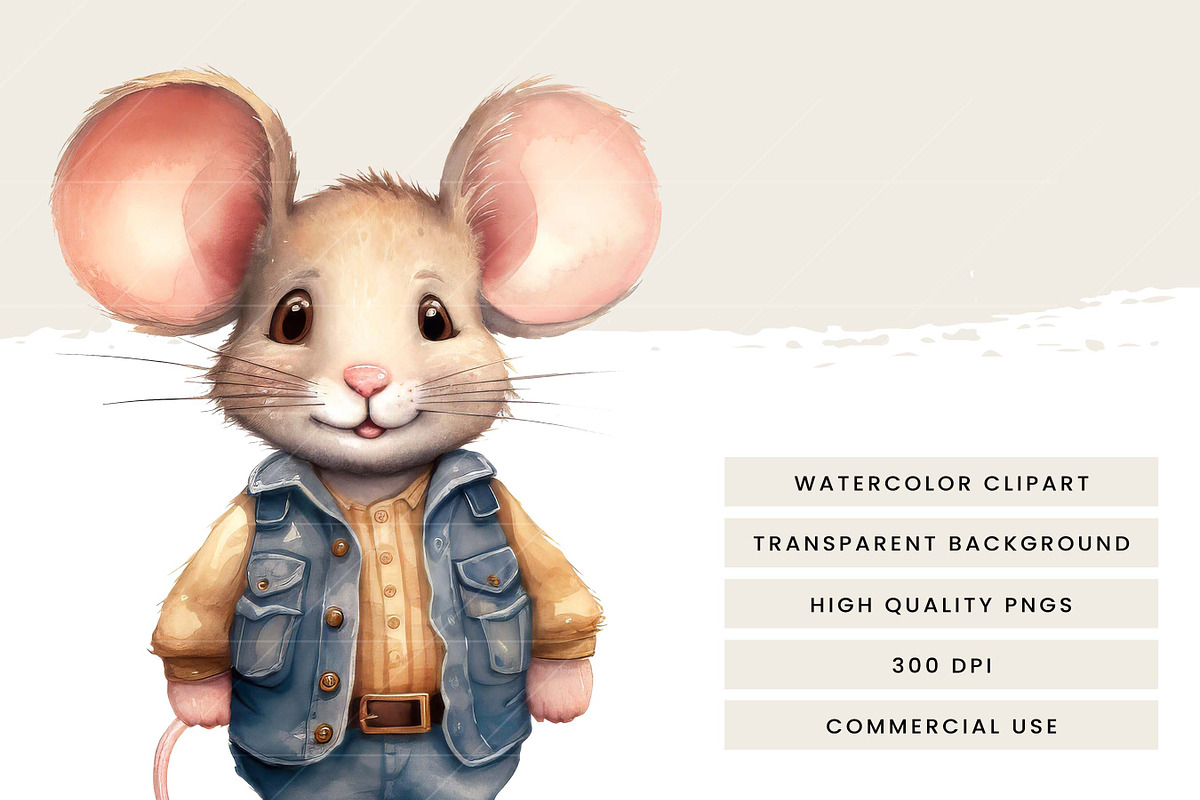 Watercolor Cute Mouse Clipart, an Animal Illustration by Design Scotch (Photo 6 of 7)