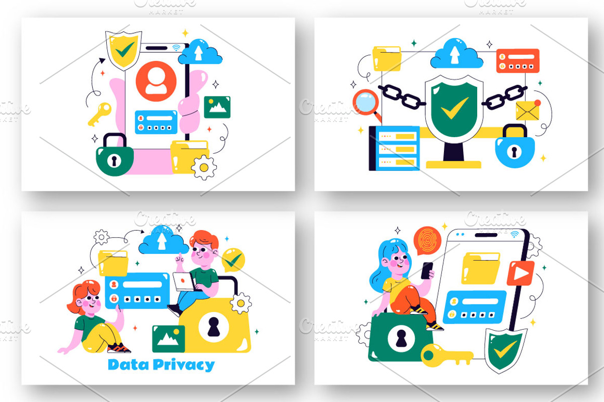 12 Data Privacy Illustration, a Technology Illustration by denayunebgt (Photo 4 of 4)