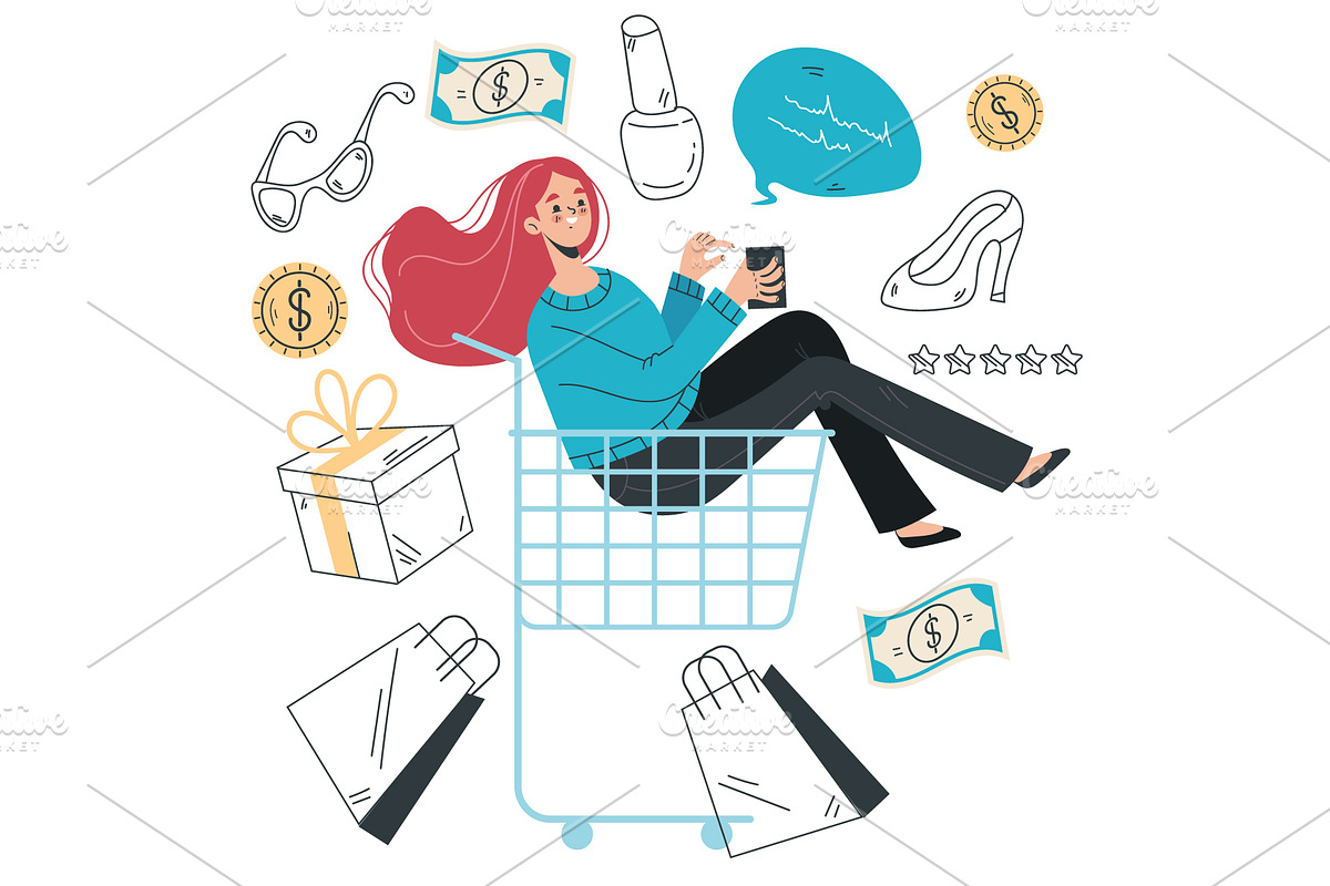 Online shopping concept, a Technology Illustration by PrettyVectors
